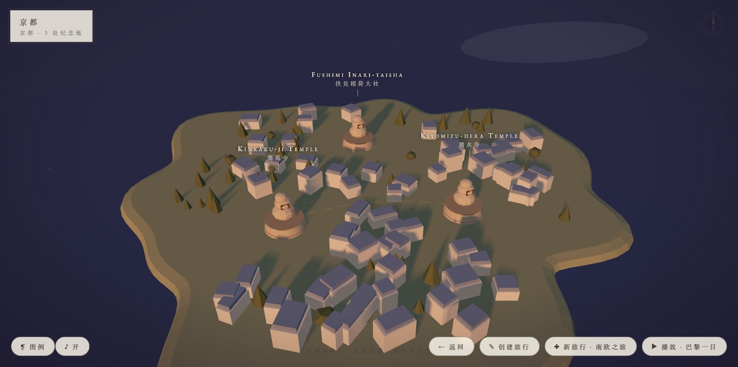 A LifeAtlas city island generated from a trip to Kyoto.
